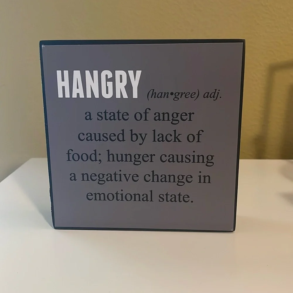 Hangry Definition Wooden Decorative Sign Kitchen Decor Block 6x6